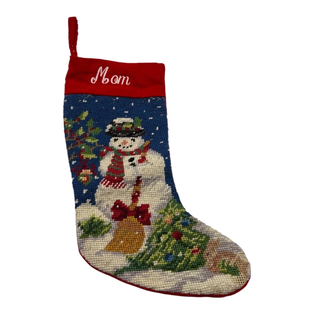 Christmas Mom Crosstitch Mom Embroidered Snowman Mini Stocking‎
